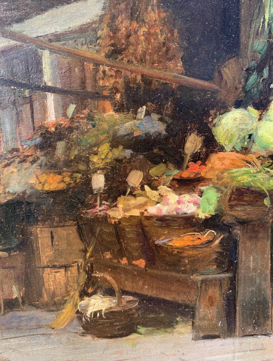 French Painter Active In Venice (19th-20th Century) - The Greengrocer In Venice.-photo-3