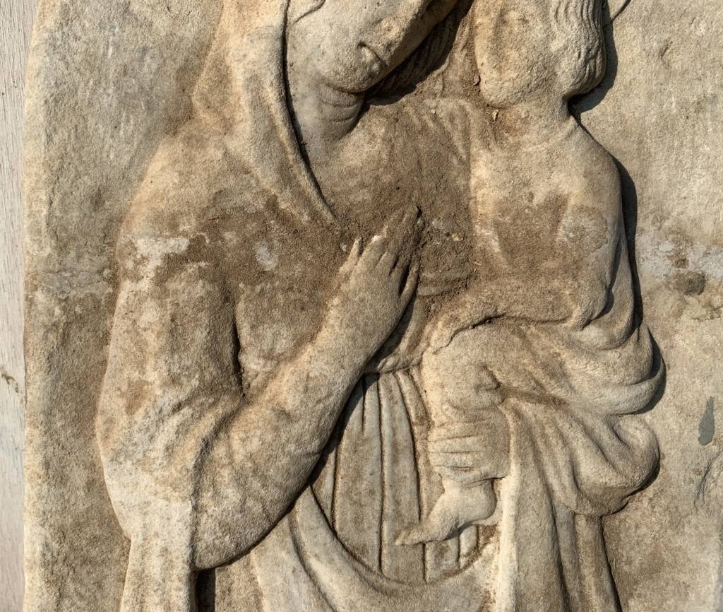 Sculpture En Pierre En Bas-relief - Vierge à l'Enfant - Italie, XVIe Siècle.-photo-4