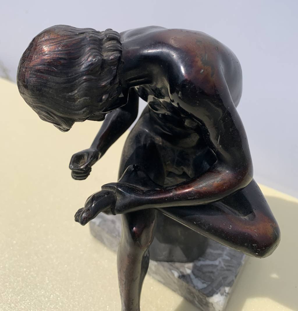 Sculpture De Table En Bronze - Spinario (copie d'Après l'Antique) - Italie, Fin Du XIXe Siècle.-photo-4