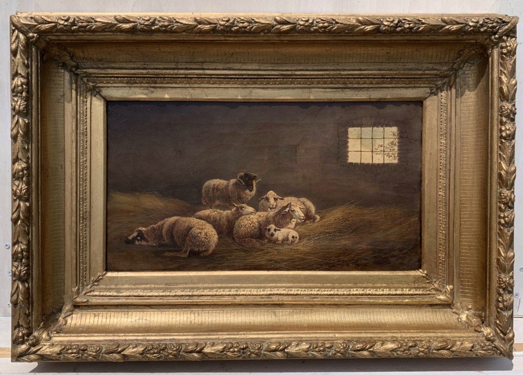 Peintre Italien (19ème Siècle) - Moutons à l'étable.-photo-4