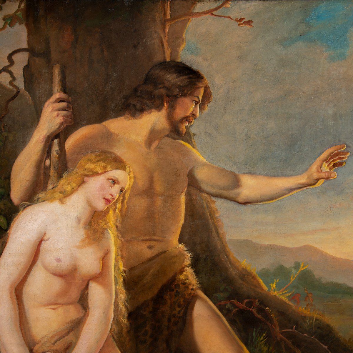 Peintre Français (fin 19ème Siècle) - Adam Et Eve.-photo-2