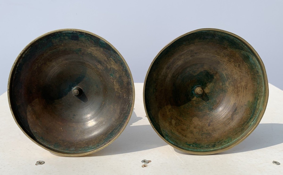 Paire De Bougeoirs En Bronze Doré. Paris, Début Du XIXe Siècle.-photo-4