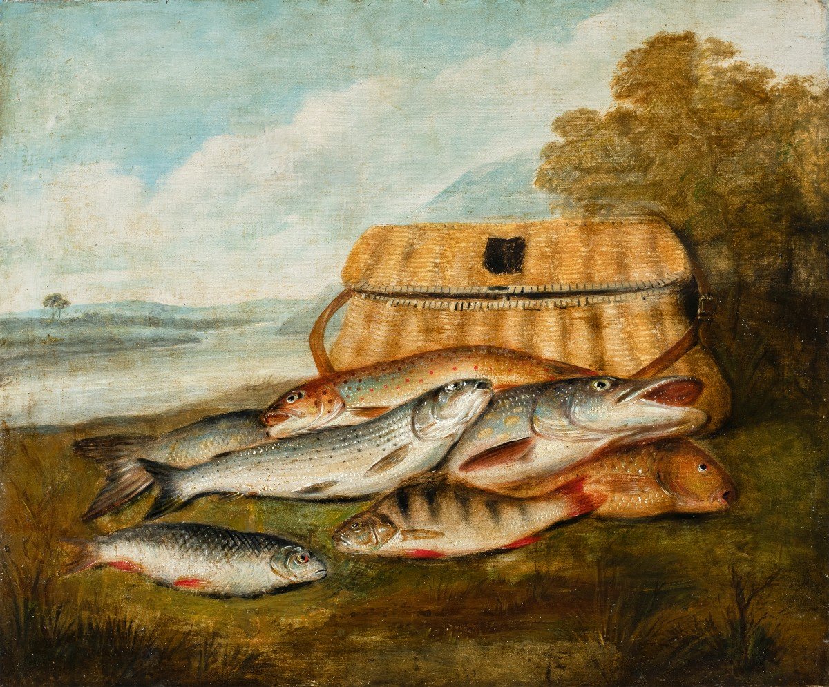 Peintre Européen (19ème Siècle) - Nature Morte De Poisson.