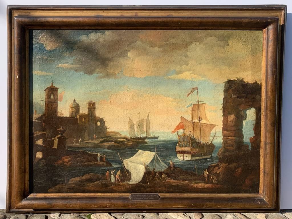 Giacomo Guardi (venice 1764 - Venice 1835) Circle Of - Port Landscape-photo-1