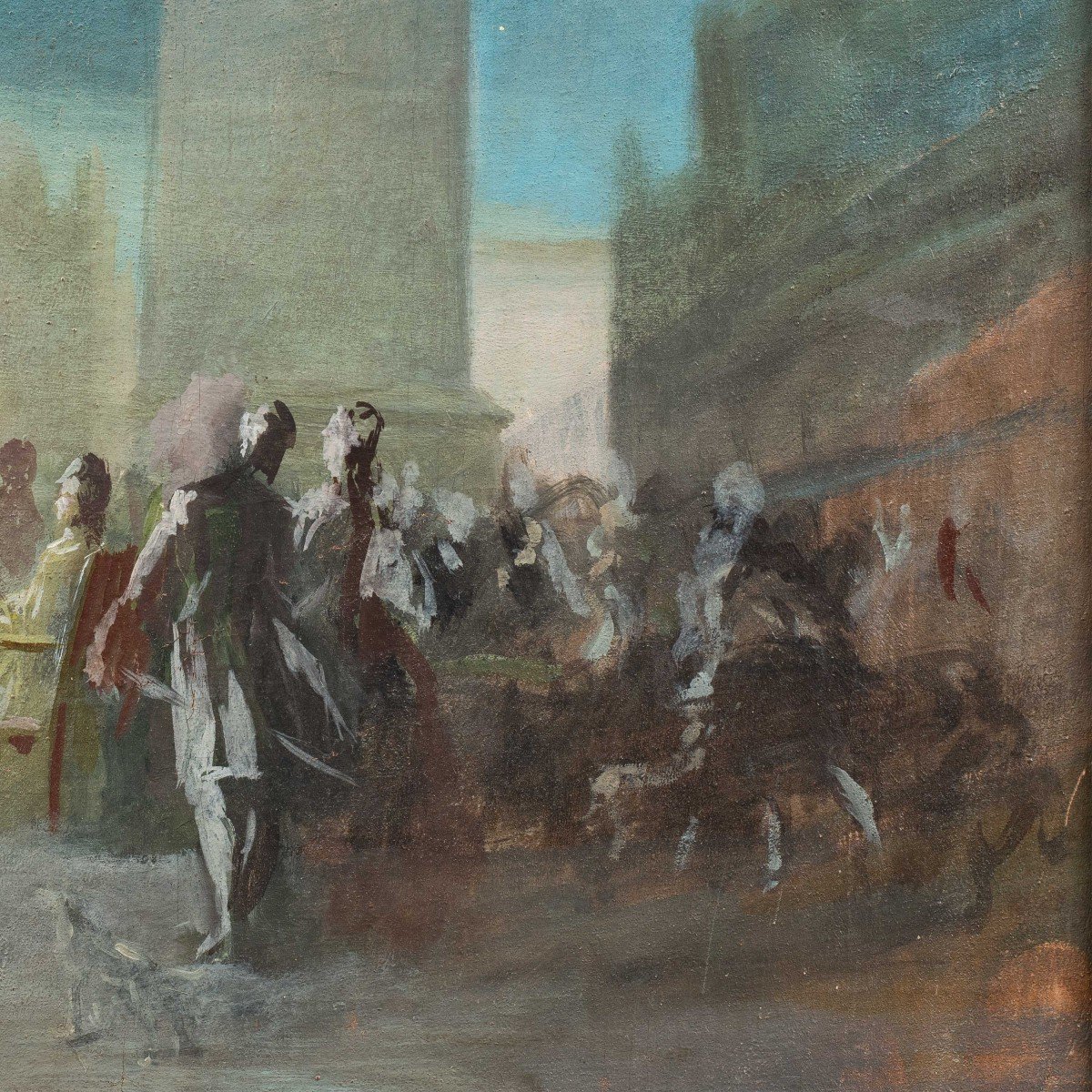 Venetian Painter (early 20th Century) - Carnival In Venice In Piazza S. Marco.-photo-3