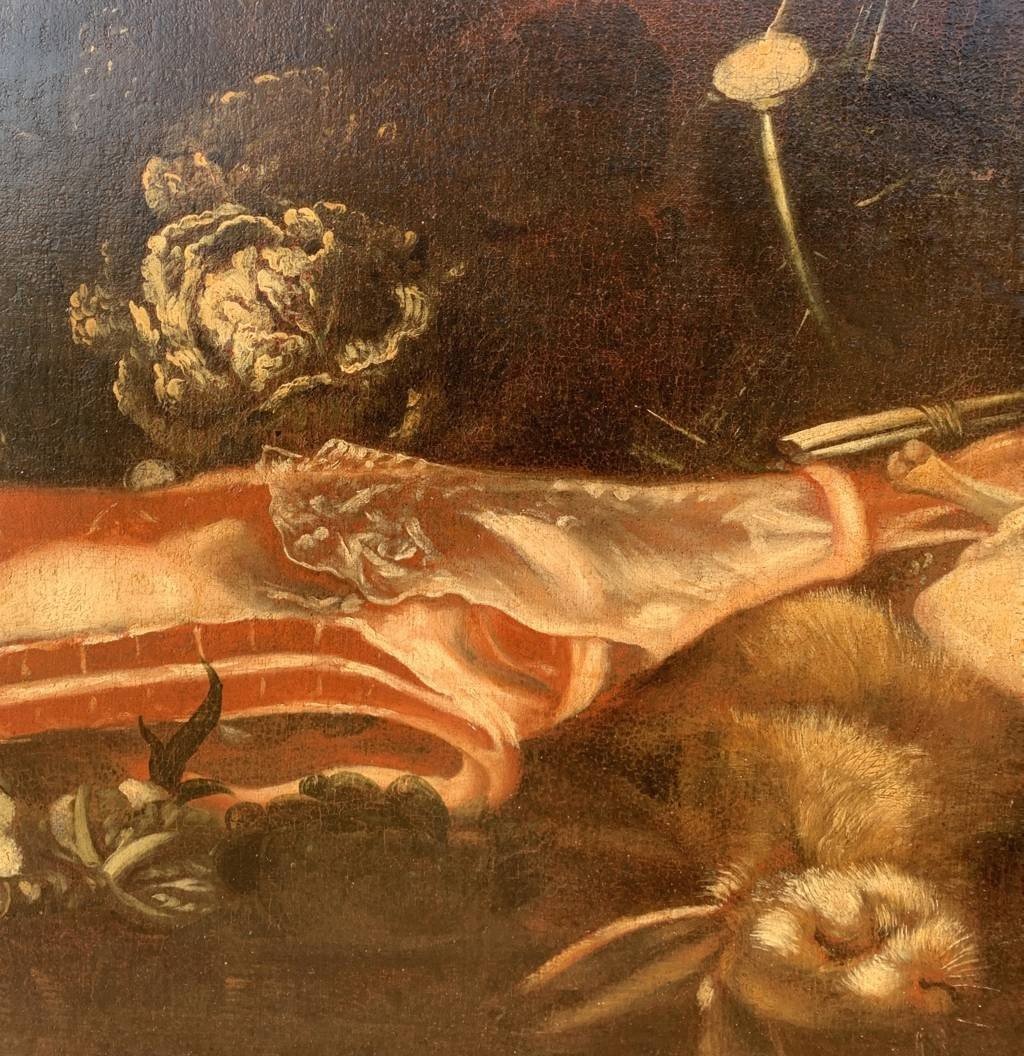 Italian Painter (17th-18th Century) - Still Life With Meat, Turkey And Game.-photo-2