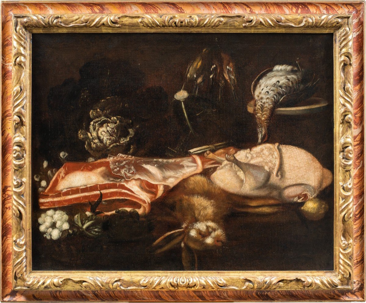 Italian Painter (17th-18th Century) - Still Life With Meat, Turkey And Game.
