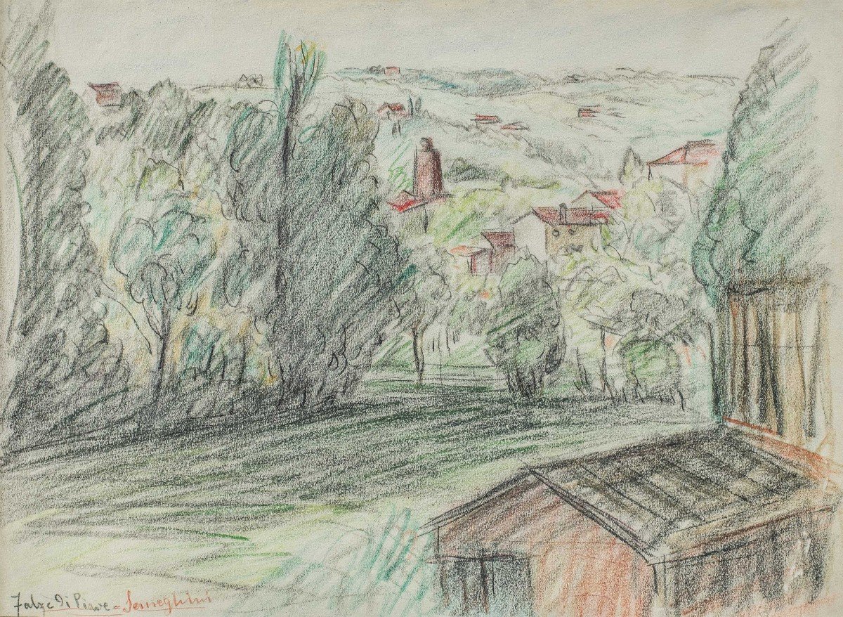 Pio Semeghini (quistello 1878 - Verona 1964) - Falzè Di Piave.-photo-2
