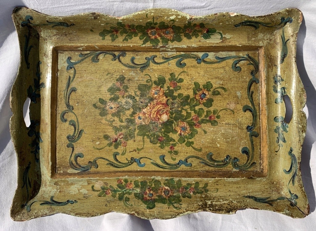 Lacquered And Painted Wooden Tray. Venice, 18th Century.-photo-3