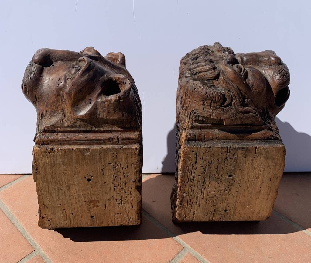 Paire De Sculptures Porte-livres. Venise, XVIIe Siècle.-photo-2