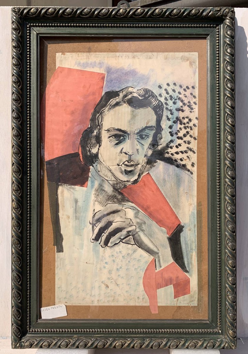 Sever Frentiu (săcuieni 1931 - Bucarest 1997) - Portrait Masculin.-photo-1