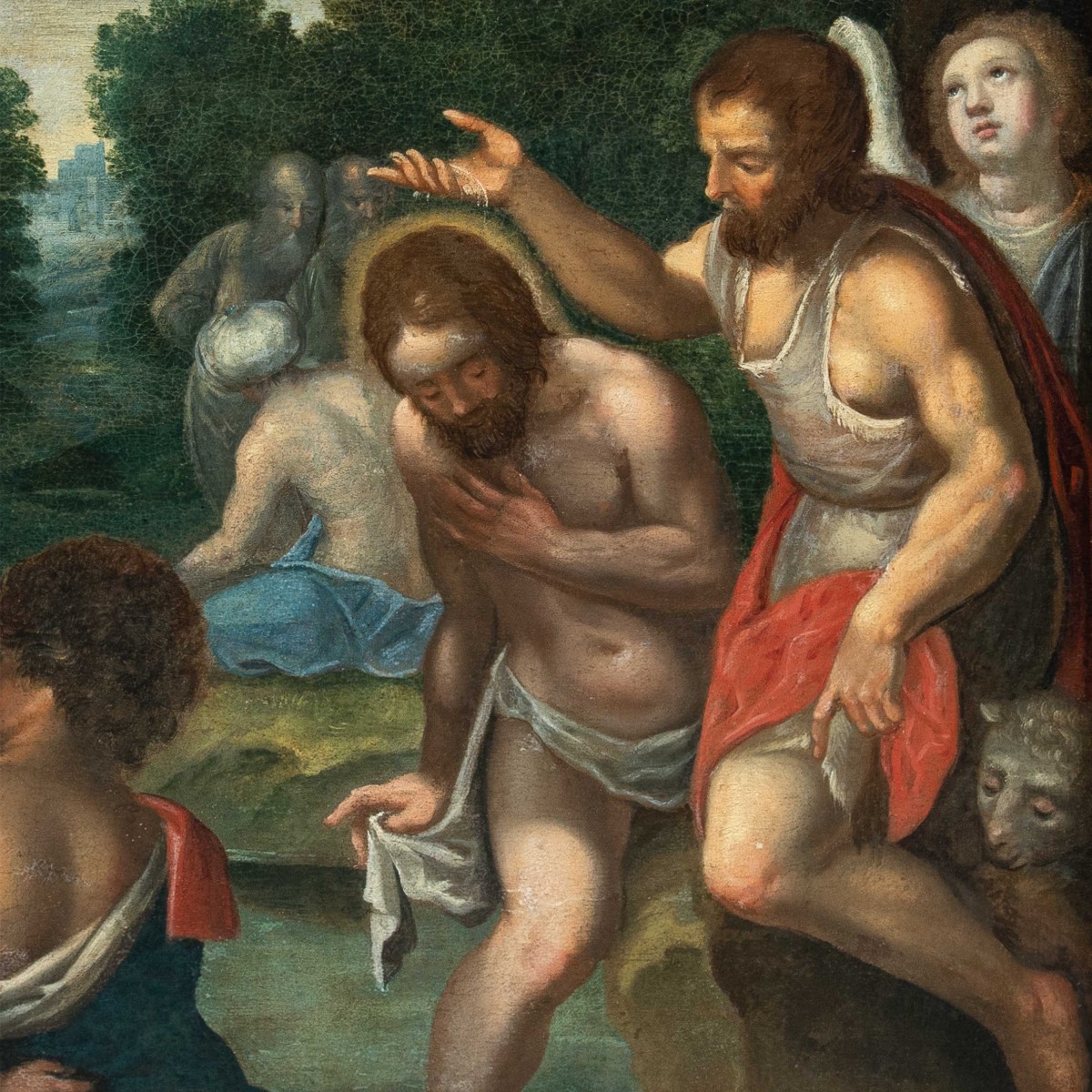 Italian Painter (17th Century) - Baptism Of Christ.-photo-2