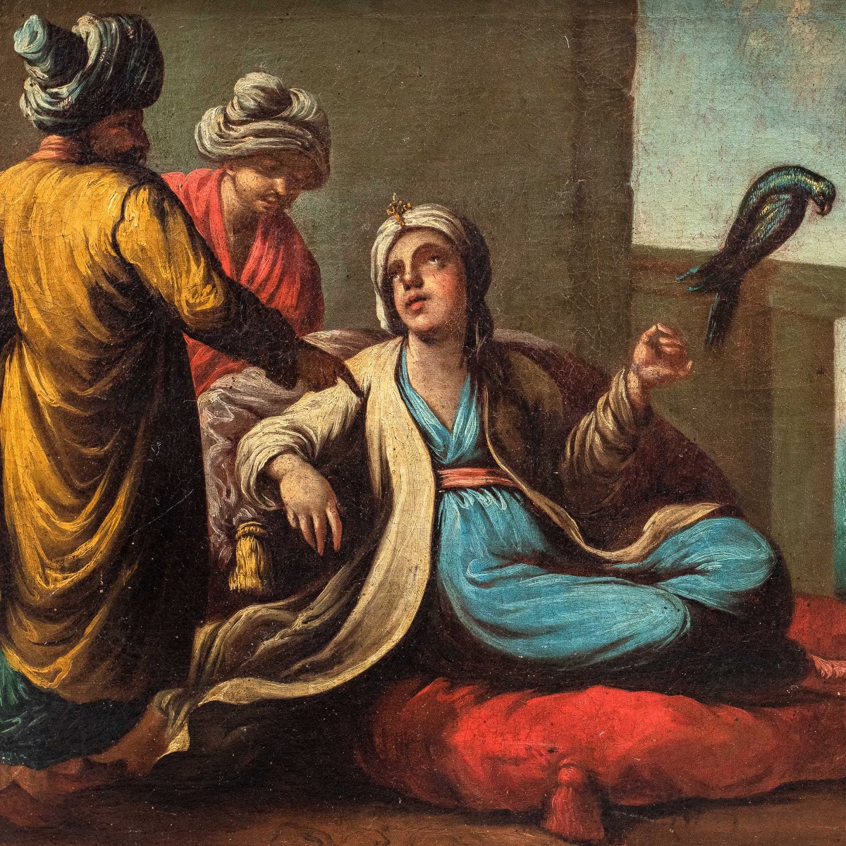 Venetian Painter (18th Century) - Turkish Nobles With Parrot And Musician.-photo-2