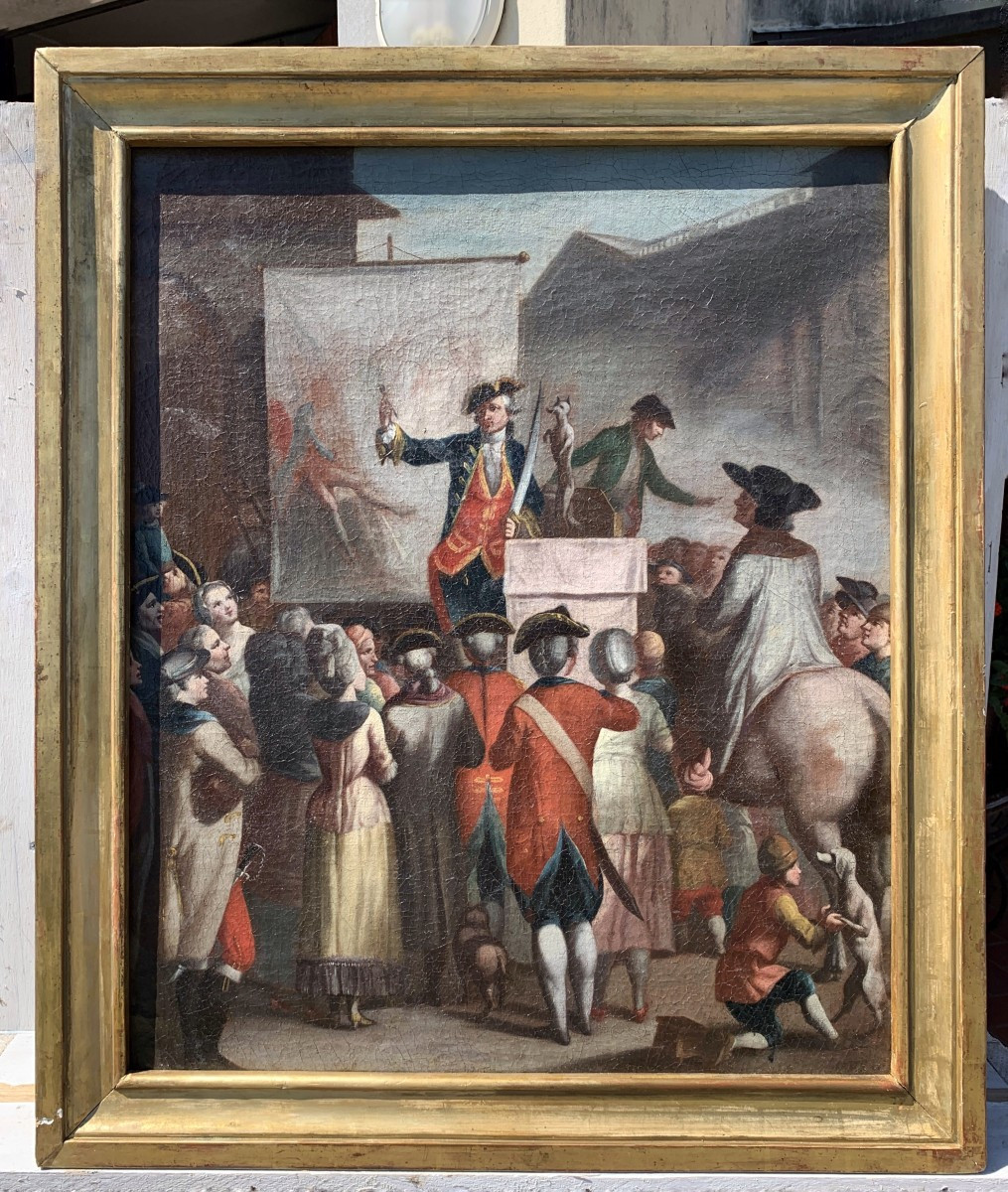 Peintre Italien (xviiie Siècle) - Théâtre De Rue.-photo-4