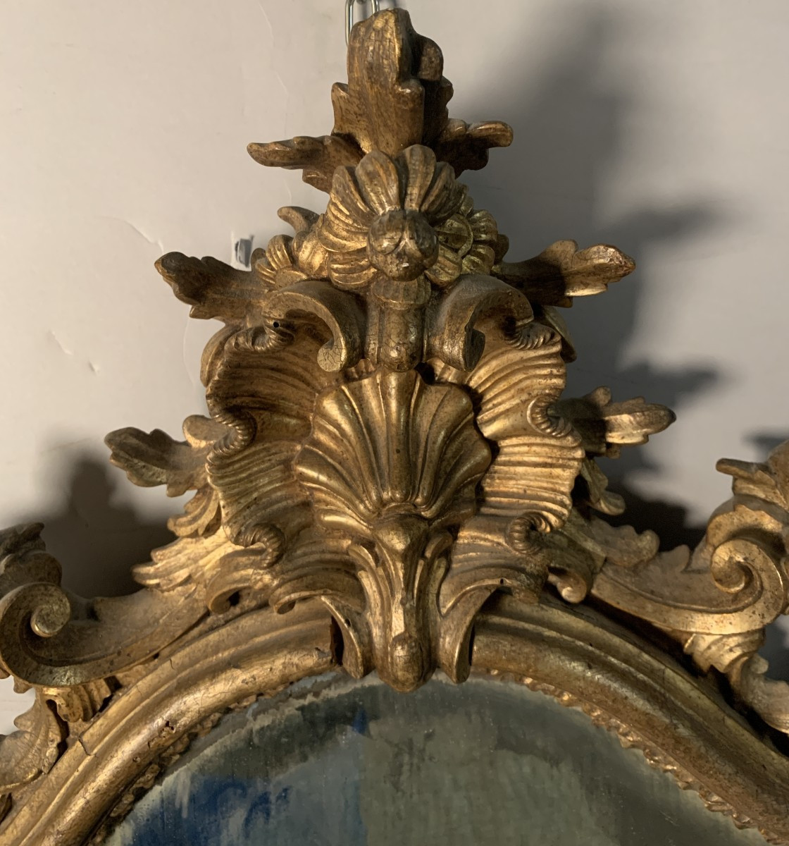 Carved And Gilded Wooden Mirror. Northern Italy, 18th Century.-photo-4