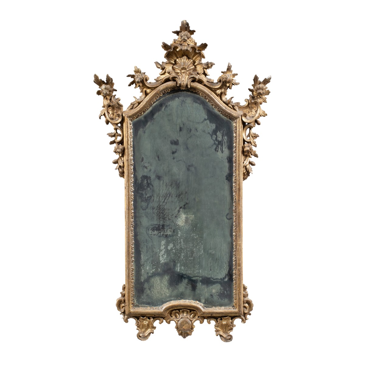 Carved And Gilded Wooden Mirror. Northern Italy, 18th Century.