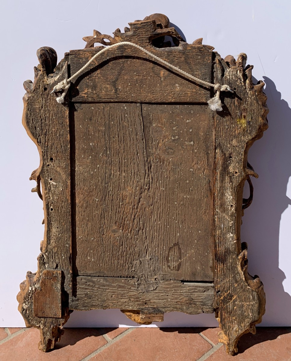 Miroir en bois sculpté et doré. Venise, XVIIIe siècle.-photo-1