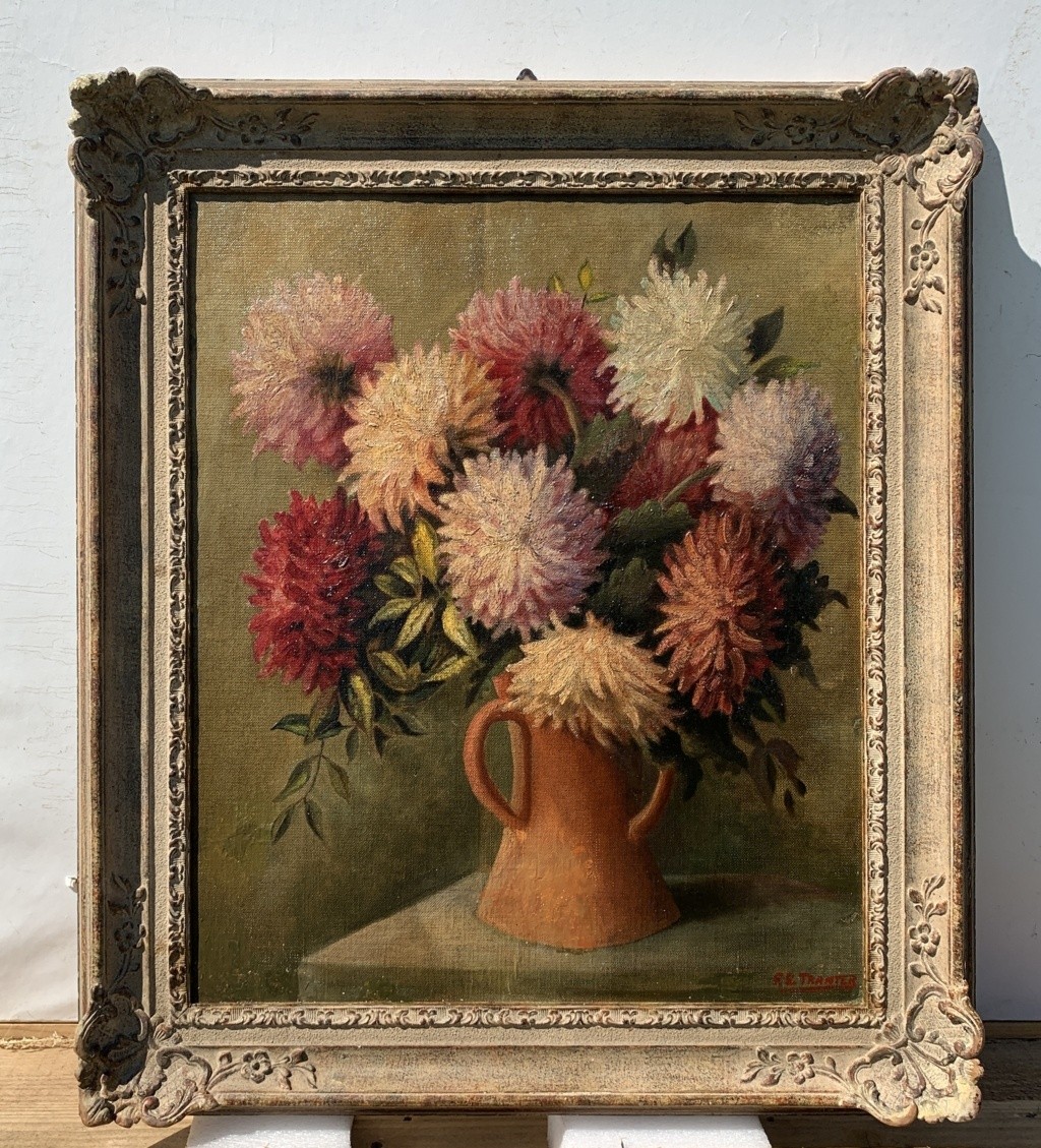 Peintre anglais (XXe siècle) - Vase de fleurs.-photo-1