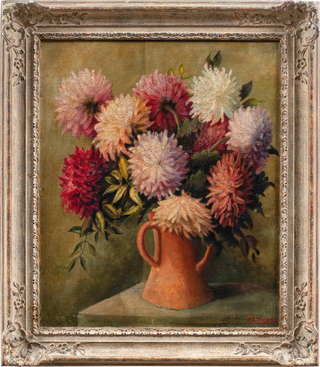 Peintre anglais (XXe siècle) - Vase de fleurs.