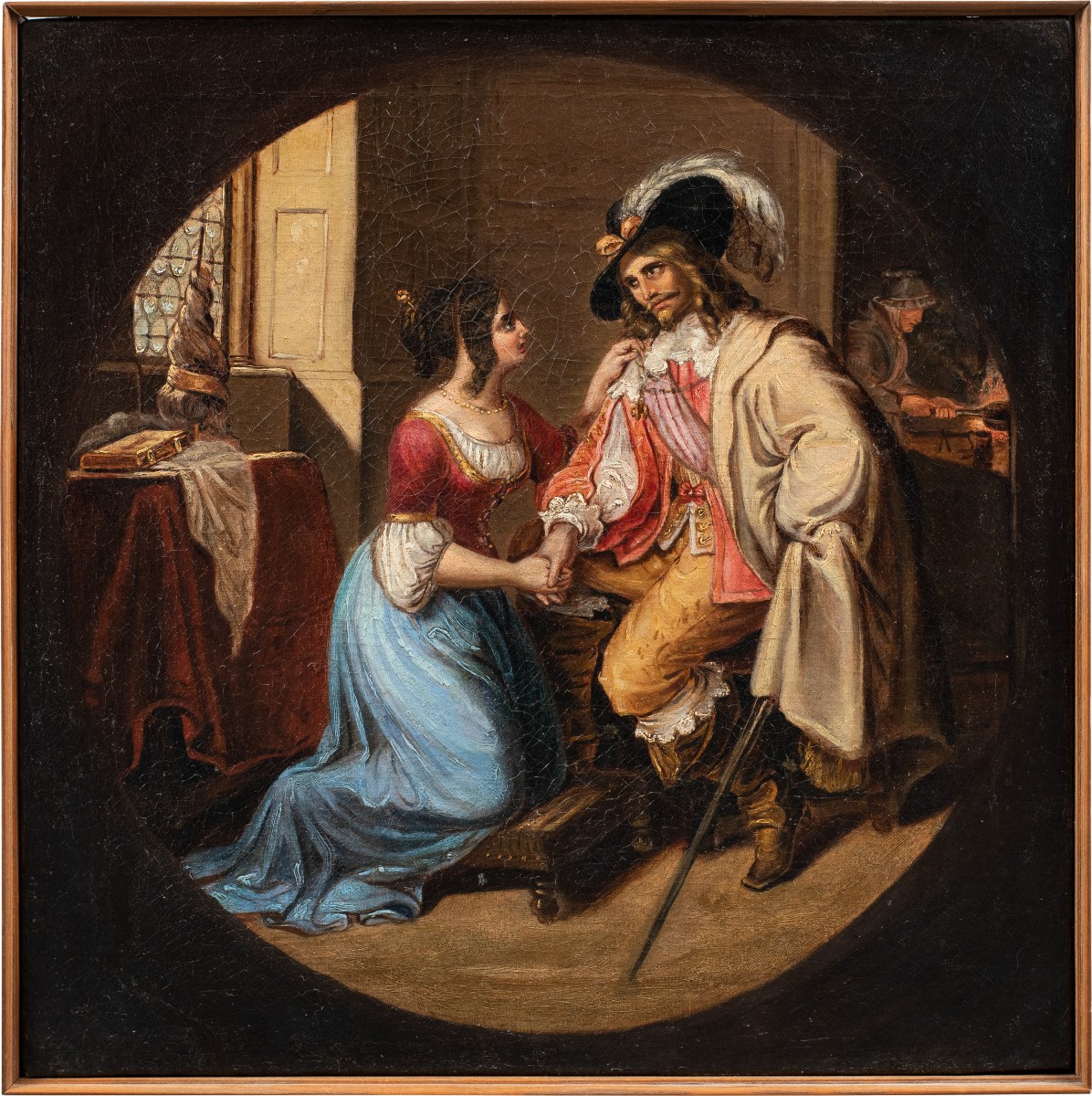 Peintre romantique italien (XIXe siècle) - La Dame au Mousquetaire.