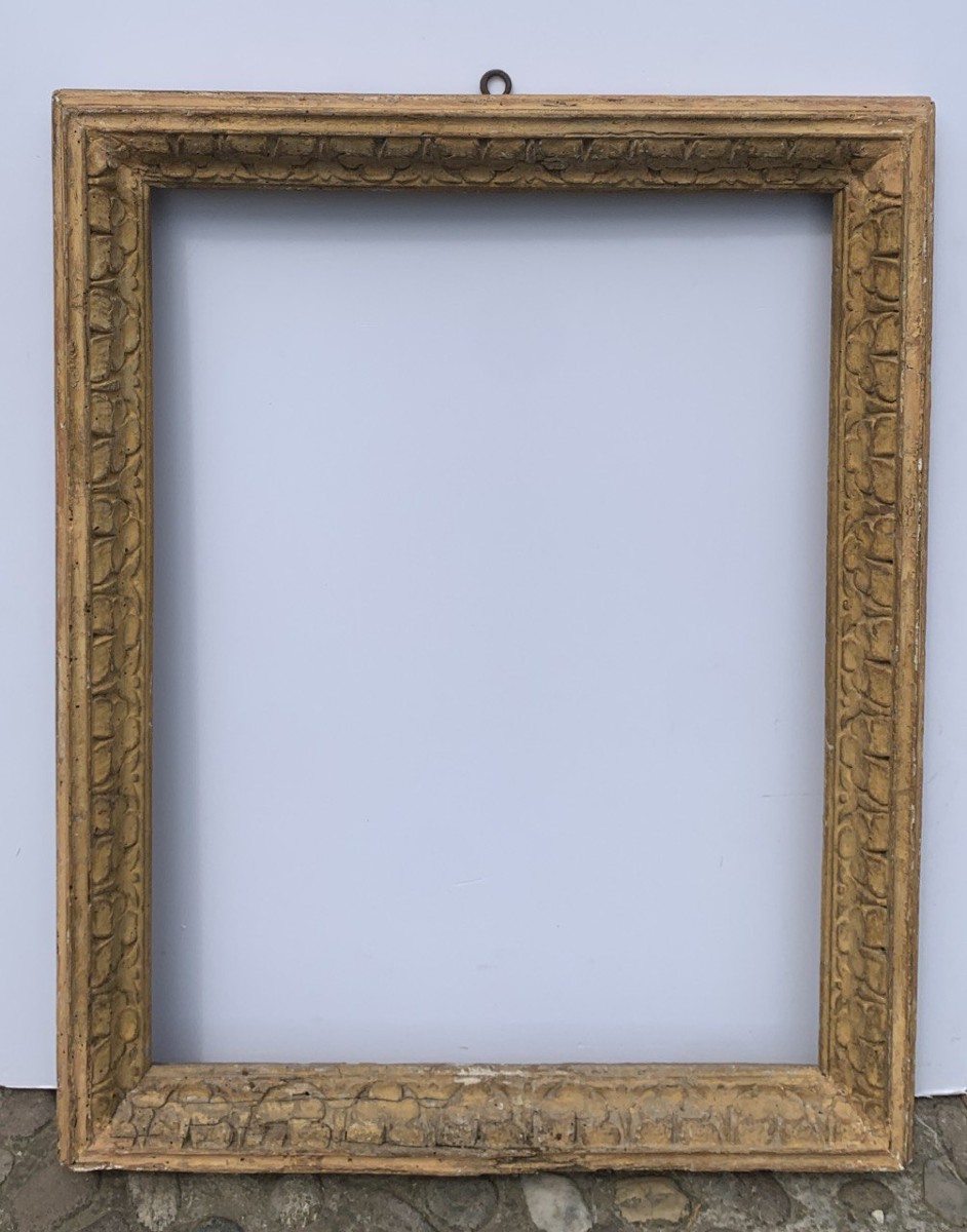 Baroque Frame In Carved And Painted Wood. Emilia, 17th Century.-photo-1