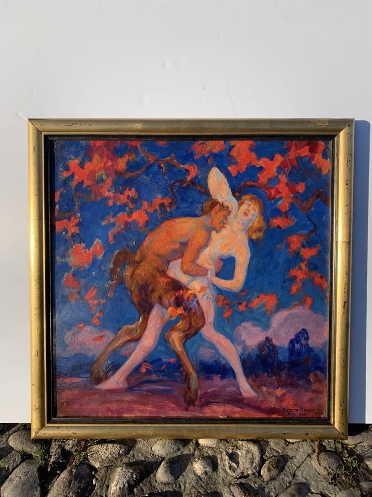 Pietro Bianco Bortoluzzi, Known As Pieretto Bianco - Satyr And Nymph (xx Century).-photo-1