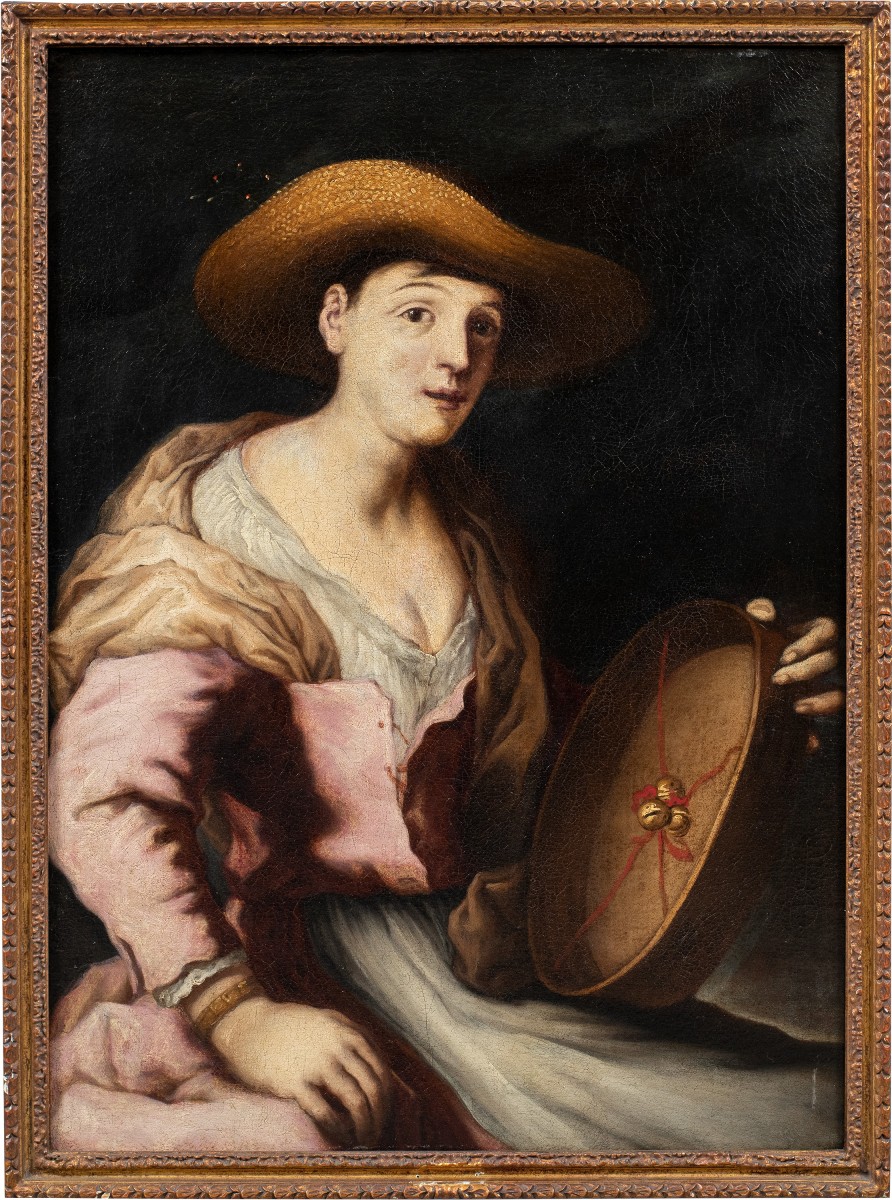 Antonio Zanchi (este 1631 - Venice 1722) - Peasant Woman With Tambourine.