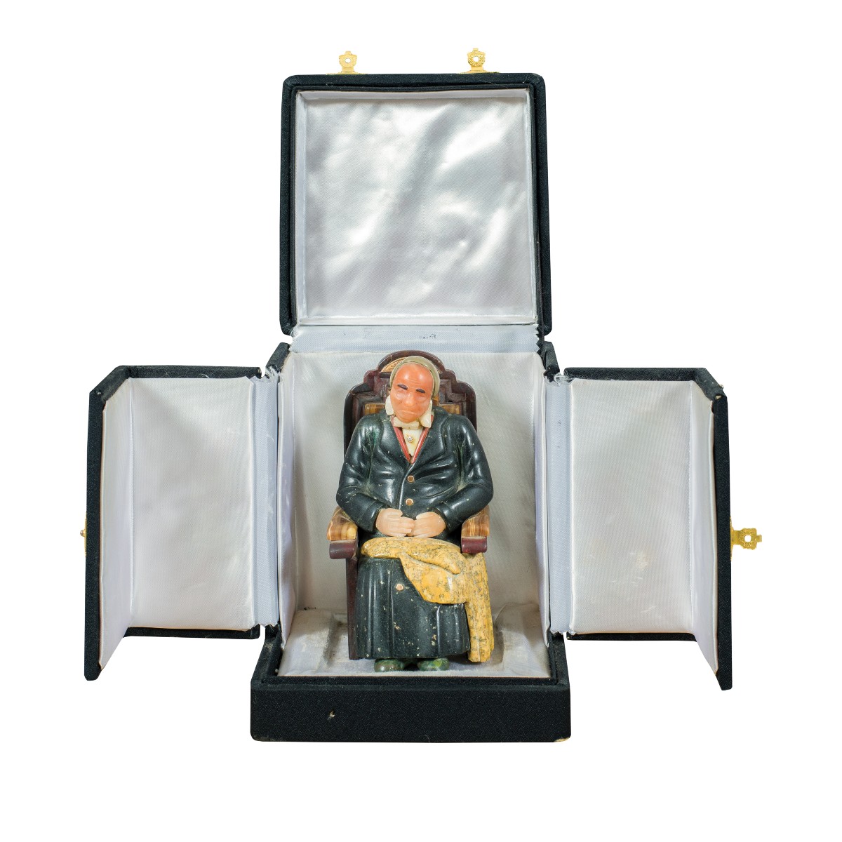 Sculpture In Different Marbles And Semiprecious Stones - Seated Old Man. Probably Russia XIX-xx-photo-2