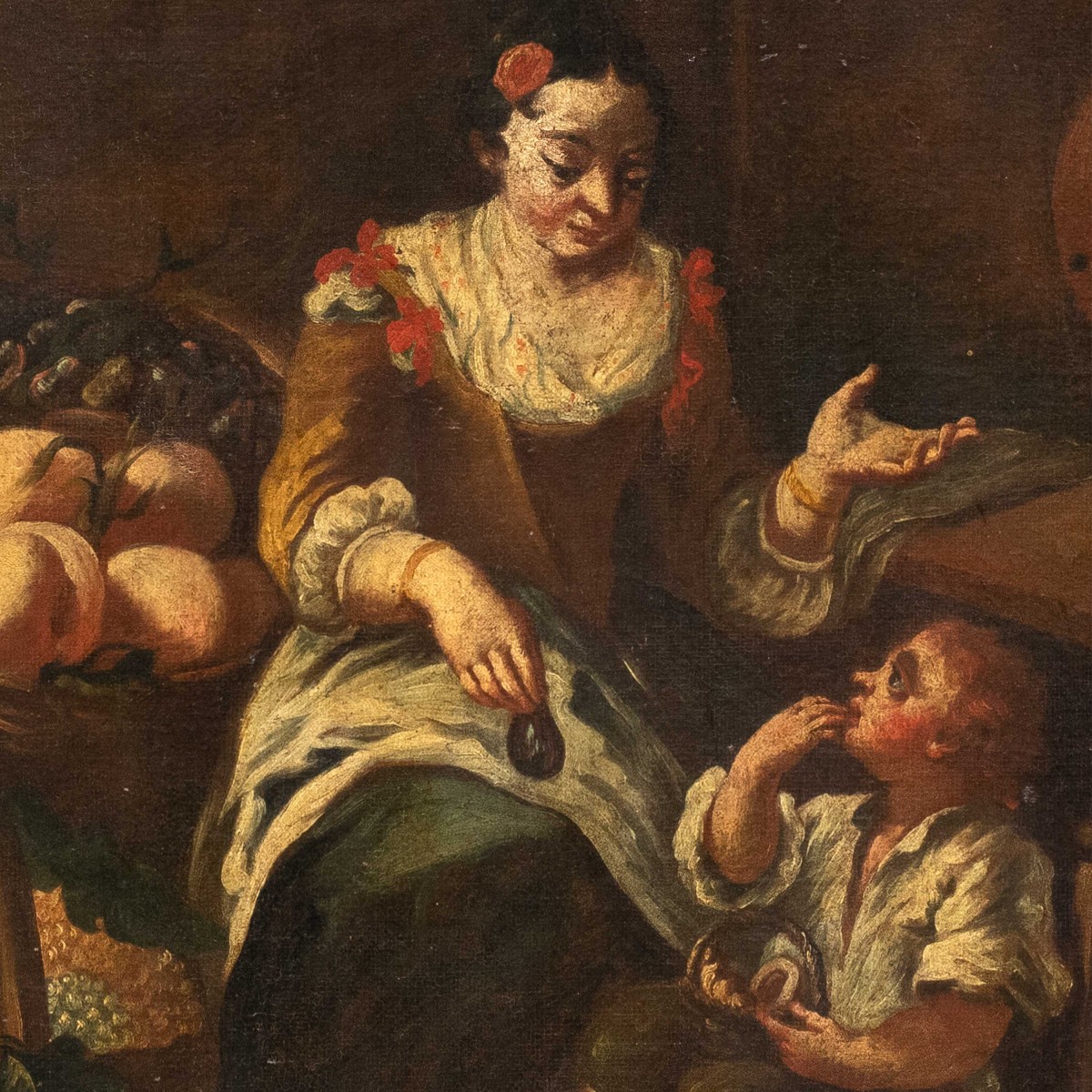 Peintre italien (XVIIIe siècle) - La vendeuse de fruits.-photo-2