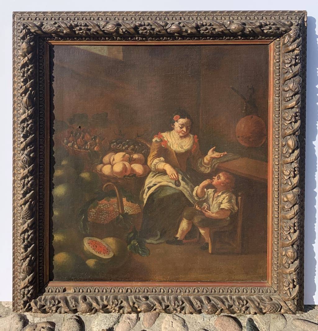 Peintre italien (XVIIIe siècle) - La vendeuse de fruits.-photo-4