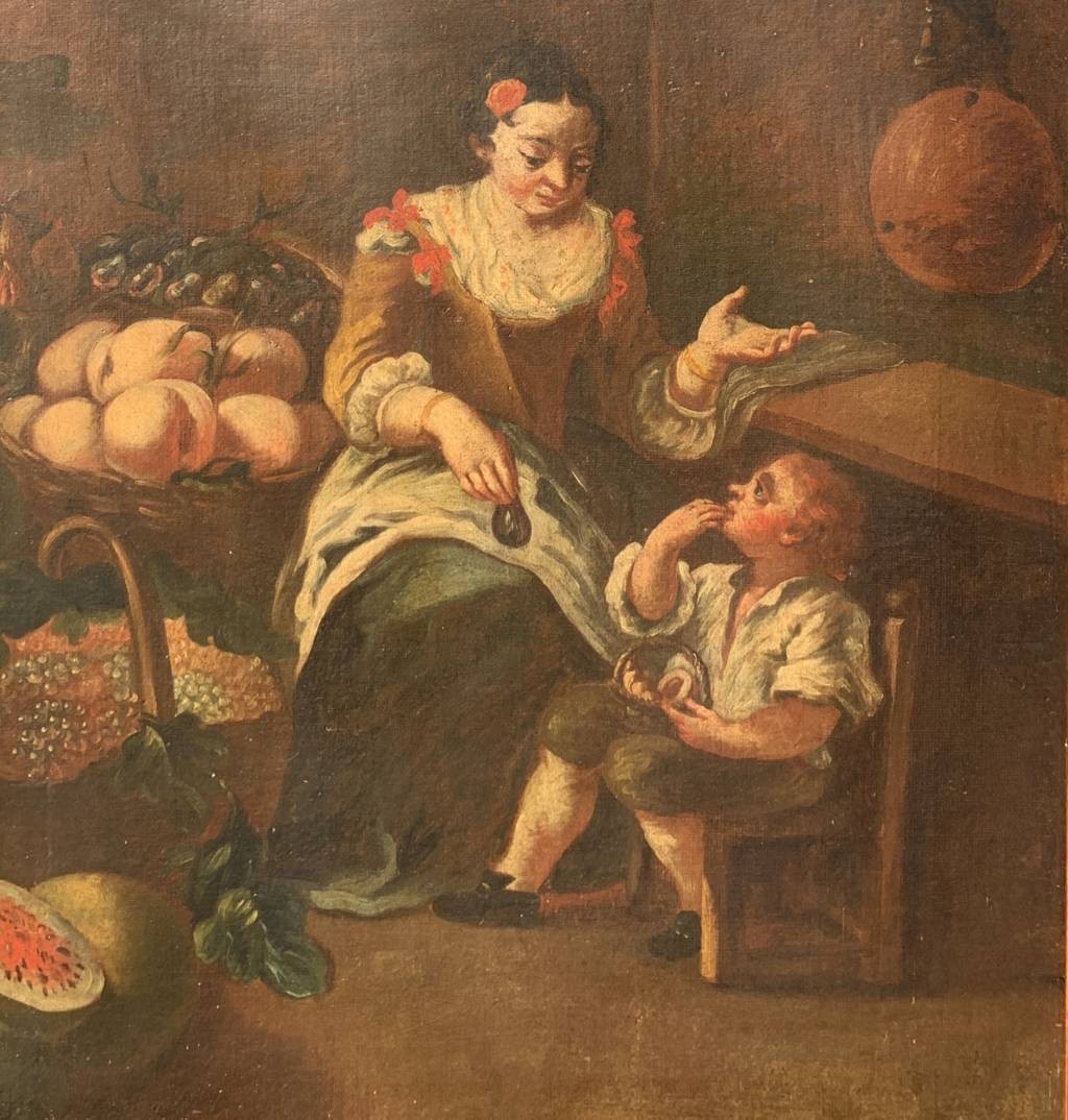 Peintre italien (XVIIIe siècle) - La vendeuse de fruits.-photo-1