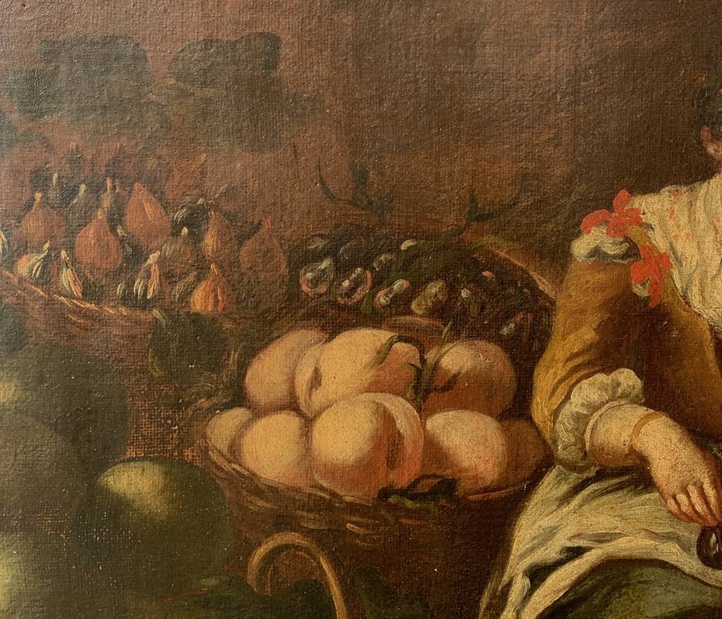 Peintre italien (XVIIIe siècle) - La vendeuse de fruits.-photo-2