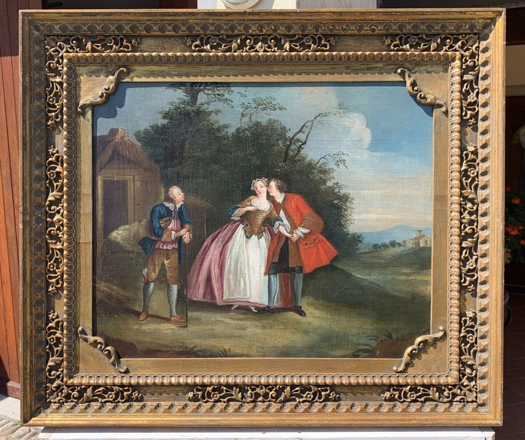 French Rococo Painter (18th Century) - Gallant Scene In A Landscape.-photo-4