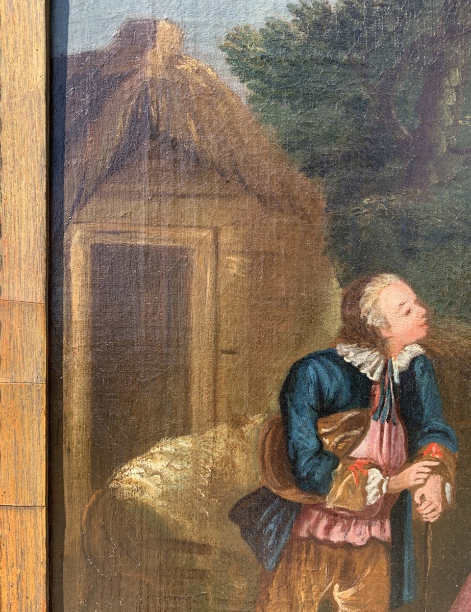 French Rococo Painter (18th Century) - Gallant Scene In A Landscape.-photo-2