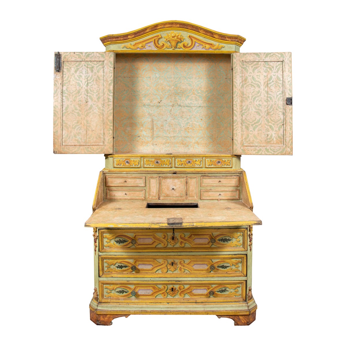 Two-body Trumeau In Lacquered And Painted Wood. Rome, 18th Century.-photo-2