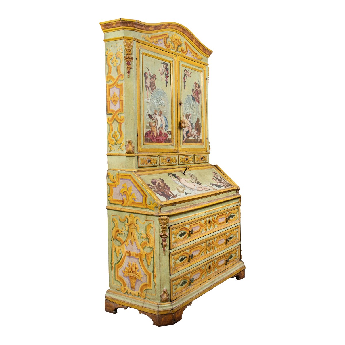 Two-body Trumeau In Lacquered And Painted Wood. Rome, 18th Century.-photo-3