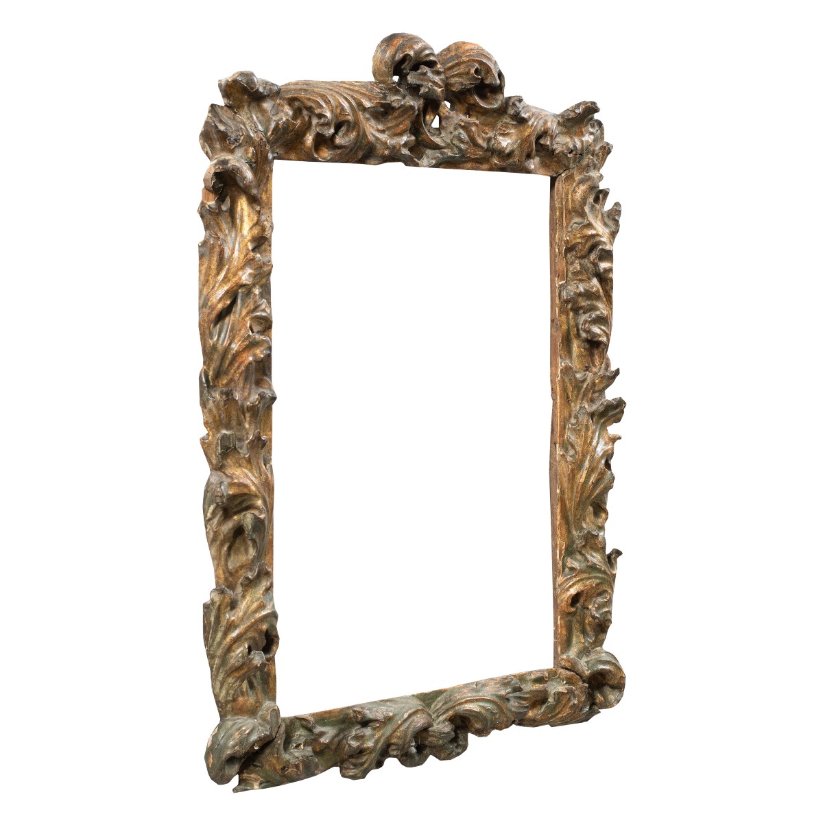 Cadre baroque en bois sculpté et laqué. Italie centrale, XVIIe siècle.-photo-2