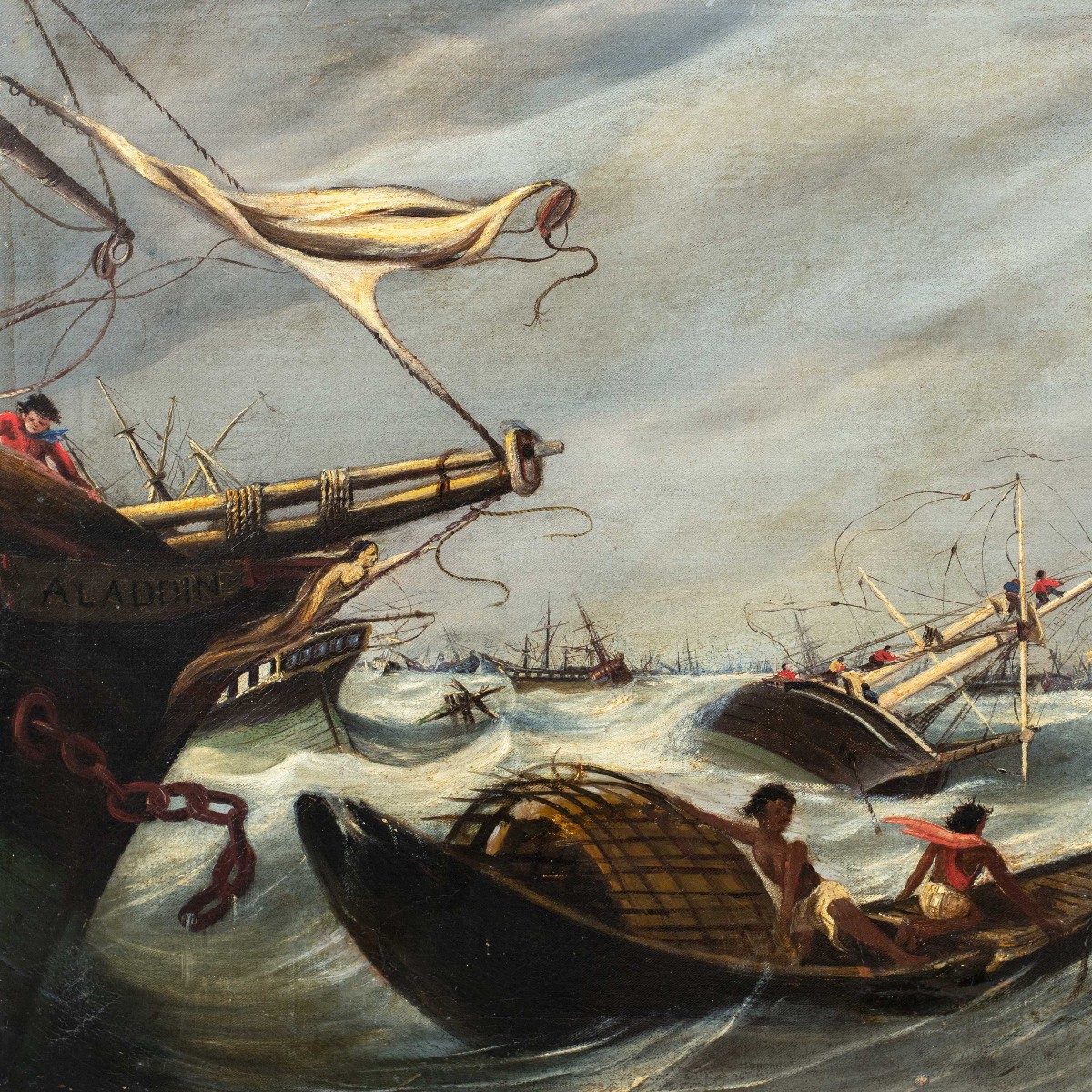 Peintre français (fin du XIXe siècle) - Mer agitée.-photo-2