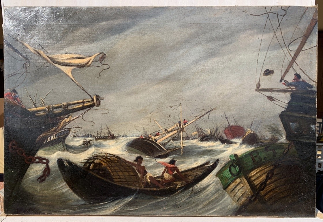 Peintre français (fin du XIXe siècle) - Mer agitée.-photo-4