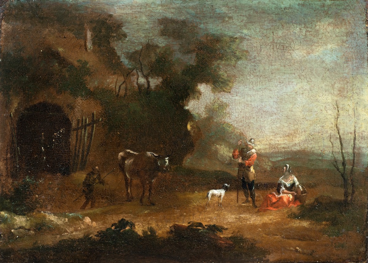 Italian Painter (18th Century) - Landscape With Shepherds At Rest.