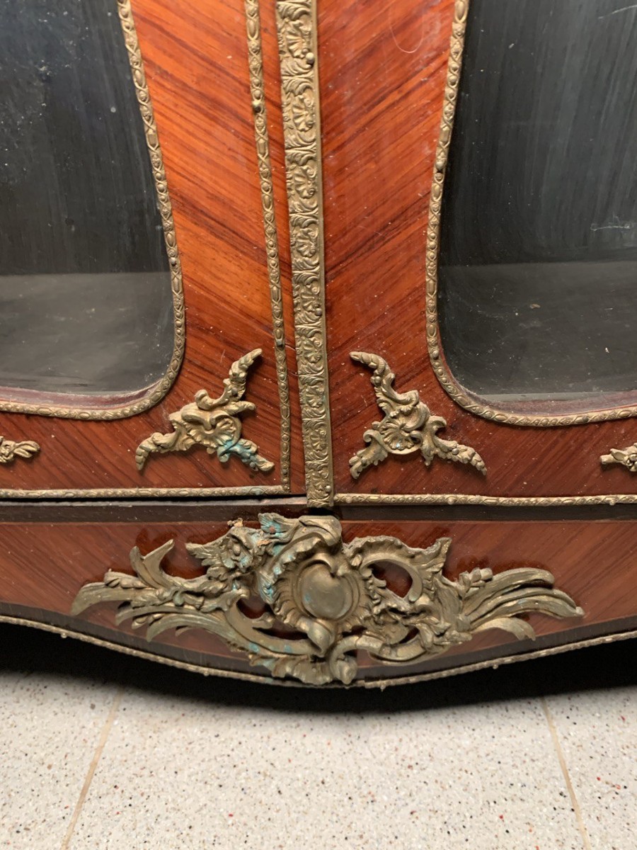 Display Cabinet Veneered In Various Woods. France, Late 19th Century.-photo-2