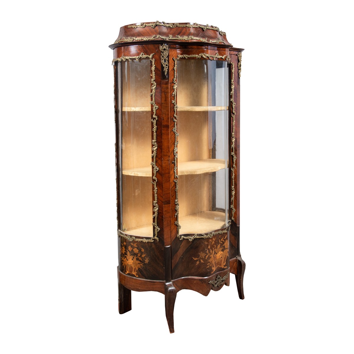 Display Cabinet Veneered In Various Woods. France, Late 19th Century.-photo-4