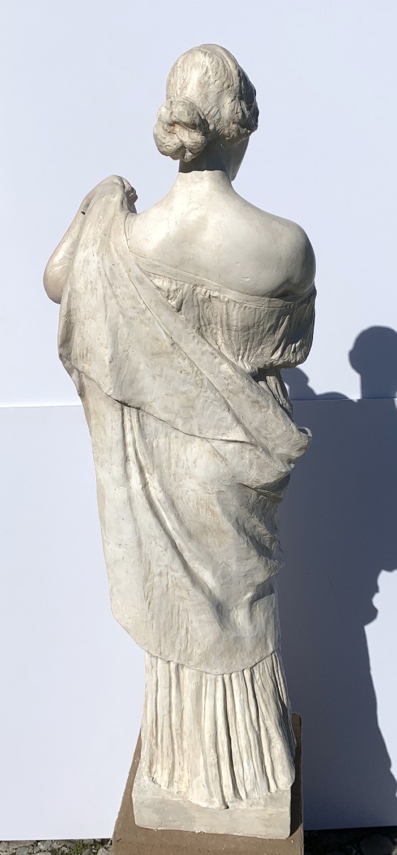Paire de sculptures en scagliola - Personnages romains. Fabrication italienne, XIXe siècle.-photo-3