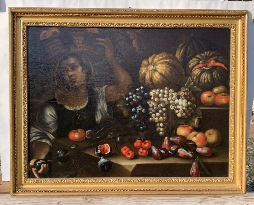 Francesco Annicini (Rome 1632 - après 1679) - Nature morte à la marchande de fruits.-photo-1