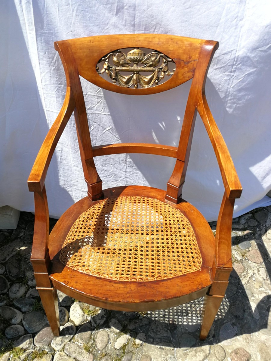 Quatre fauteuils en bois sculpté. Italie, milieu du XIXe siècle.-photo-4