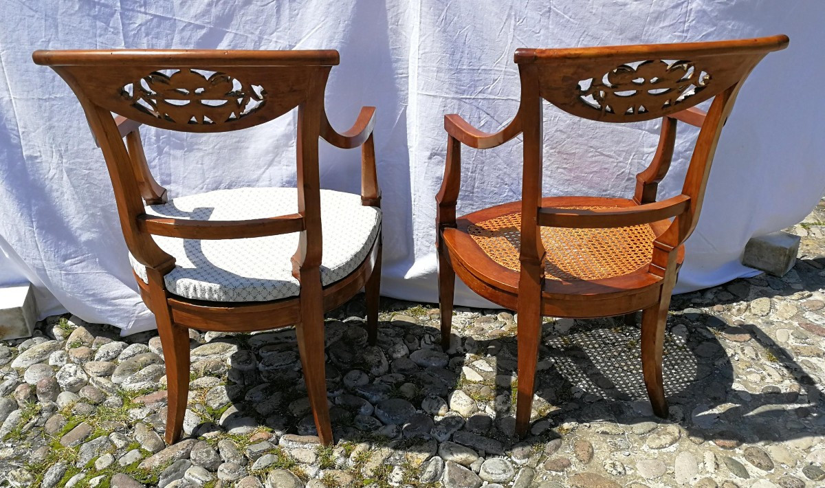 Quatre fauteuils en bois sculpté. Italie, milieu du XIXe siècle.-photo-1