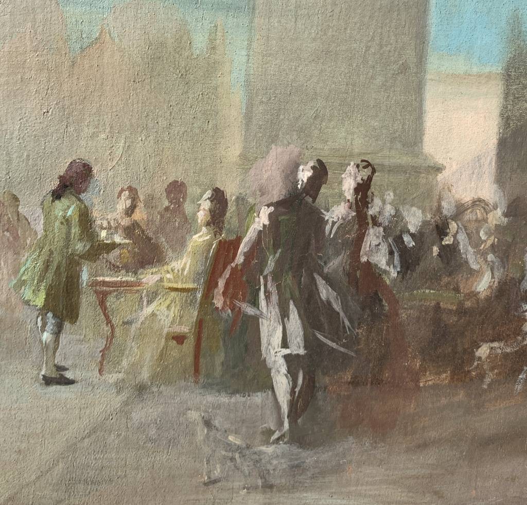 Peintre vénitien (début du XXe siècle) - Carnaval de Venise, place Saint-Marc.-photo-1