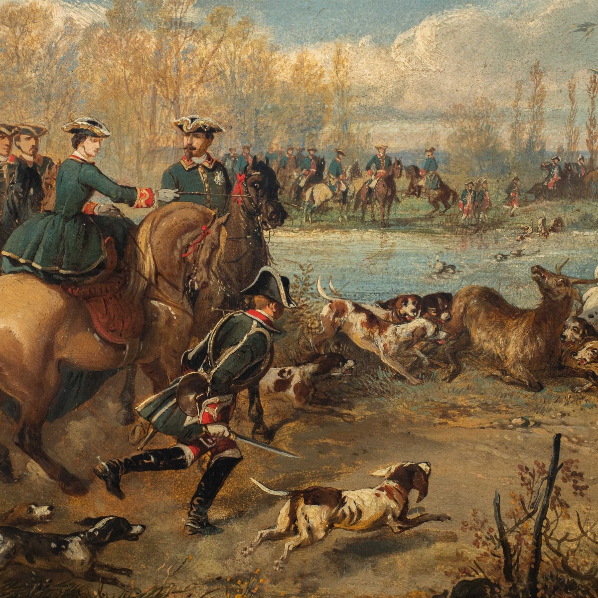 Jean Adolphe Boucé (1818 - 1875) - Deer Hunting.-photo-2
