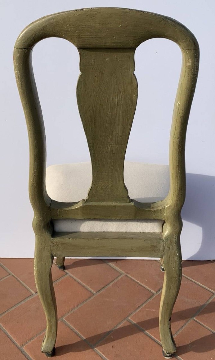 Chaise en bois sculpté, laqué et peint. Gênes, XVIIIe siècle.-photo-2