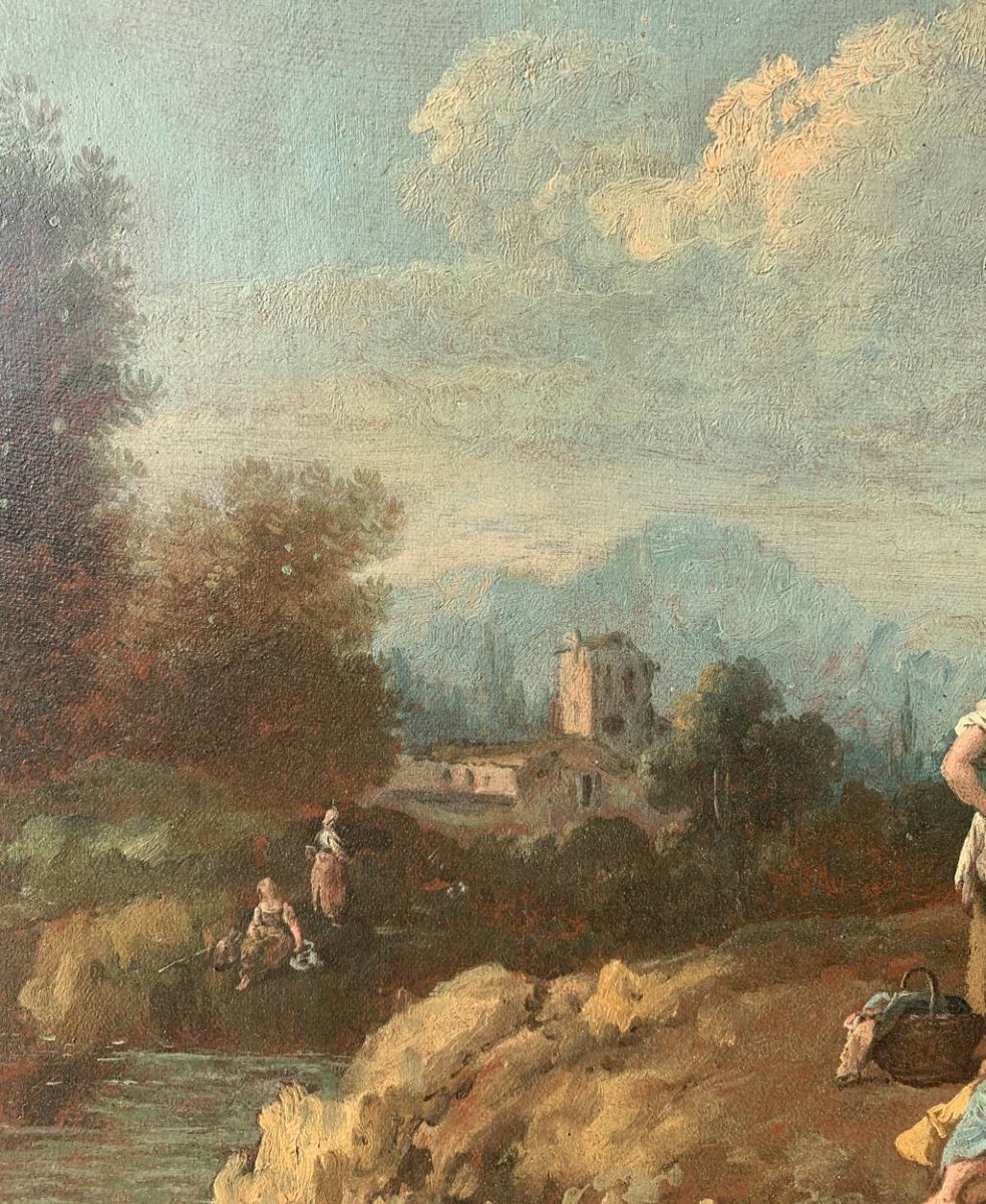 Giuseppe Zais (forno Di Canale 1709 - Treviso 1784) - Landscape With Shepherds And A Spinner.-photo-2